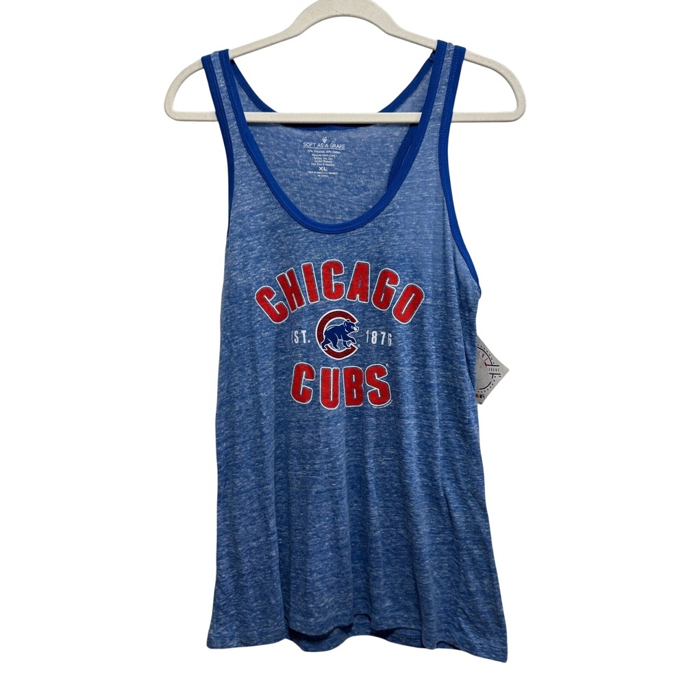 Soft As A Grape Chicago‎ Cubs MLB Heather Blue Racerback Tank Top XL New